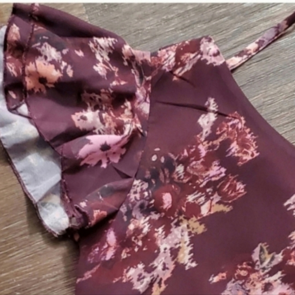 New Joyfolie Plum Ikat Jen Cream Flutter Sleeve Girls Dress 14 NWT - Picture 4 of 7